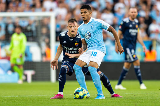 Djurgårdens Fredrik Ulvestad och Malmö FFs Romain Gall