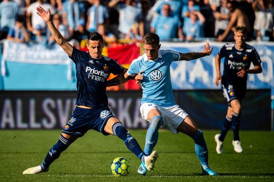 Djurgårdens Haris Radetinac och Malmö FFs Sören Rieks