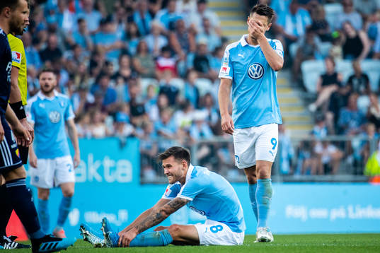 Malmö FFs Arnór Traustason och Markus Rosenberg deppar