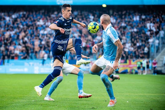 Djurgårdens Haris Radetinac och Malmö FFs Guillermo Molins