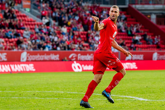 Azar Karadas of Brann celebrates
