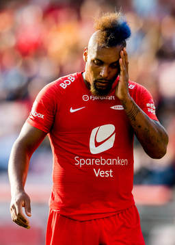 Bismar Acosta of Brann looks dejected