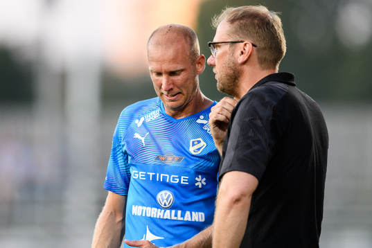 Halmstads Andreas Johansson och tränare Magnus Haglund