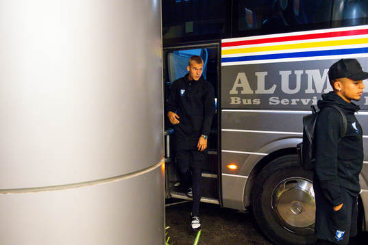 Felix Beijmo of Malmö FF arrives at the team hotel