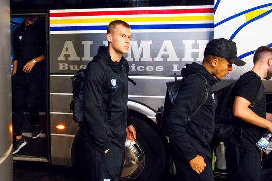 Felix Beijmo of Malmö FF arrives at the team hotel