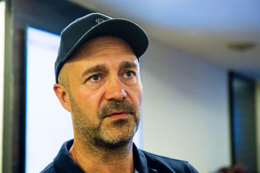 Head of security Peter Narbe of Malmö FF is interviewed