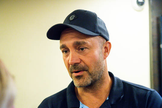 Head of security Peter Narbe of Malmö FF is interviewed