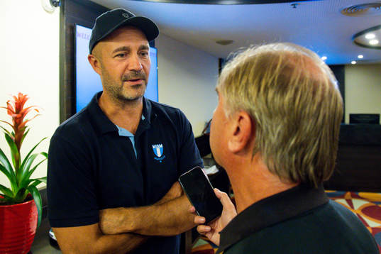 Head of security Peter Narbe of Malmö FF is interviewed