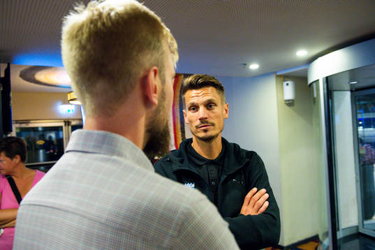 Markus Rosenberg of Malmö FF is interviewed by the press