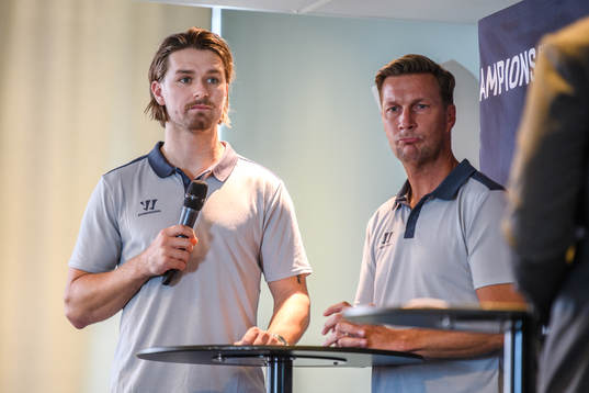 Linus Johansson and Johan Pennerborn, head coach of