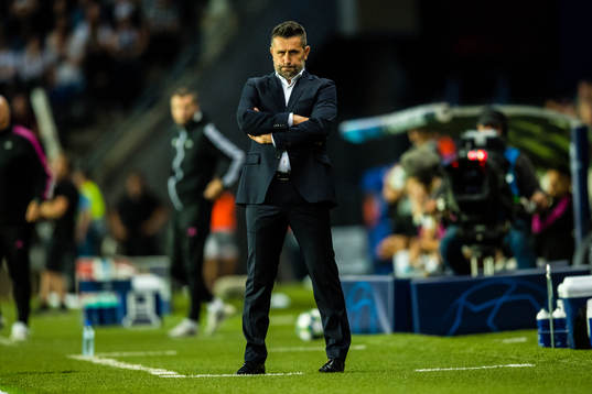Nenad Bjelica, head coach of Dinamo Zagreb, looks dejected