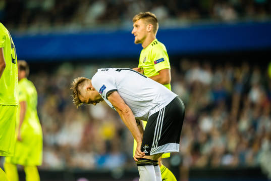 Alexander Toft Søderlund of Rosenborg looks dejected