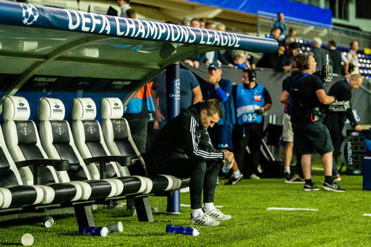 Eirik Horneland, head coach of Rosenborg,  looks dejected