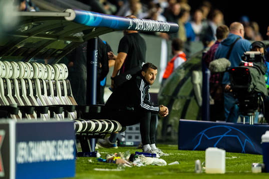 Eirik Horneland, head coach of Rosenborg,  looks dejected