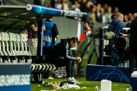 Eirik Horneland, head coach of Rosenborg,  looks dejected