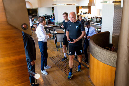Uwe Rösler, head coach of Malmö FF arrives to a press