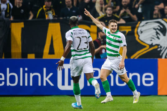 James Forrest of Celtic celebrates