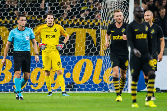 Goalkeeper Oscar Linnér of AIK looks dejected