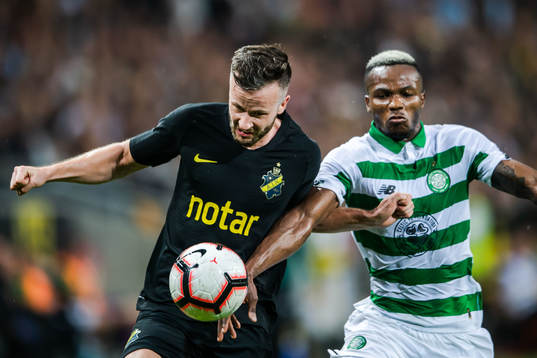 Robert Lundström of AIK and Boli Bolingoli of Celtic