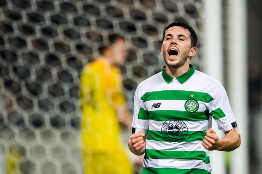 Lewis Morgan of Celtic celebrates