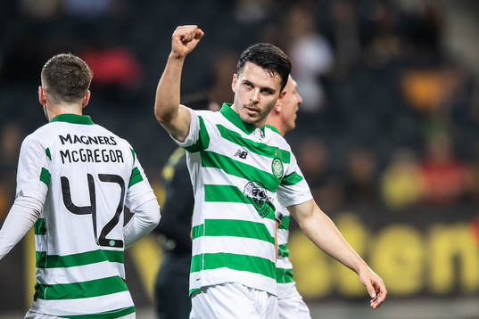 Lewis Morgan of Celtic celebrates