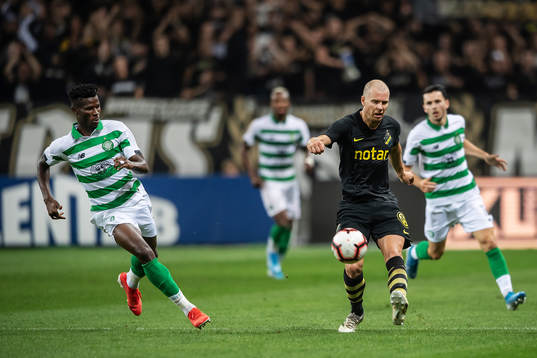 Vakound Issouf Bayo of Celtic and Per Karlsson of AIK