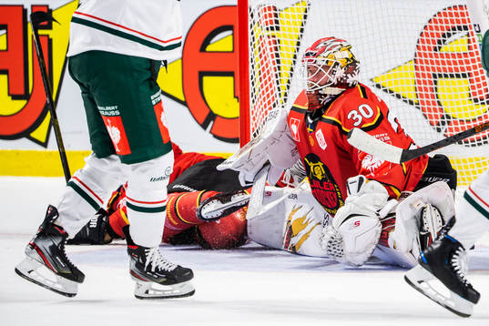 Goalkeeper David Rautio  of Luleå looks dejected