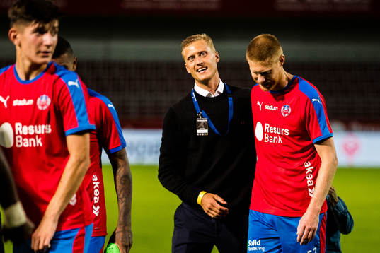 Helsingborgs målvakt Pär Hansson och Markus Holgersson