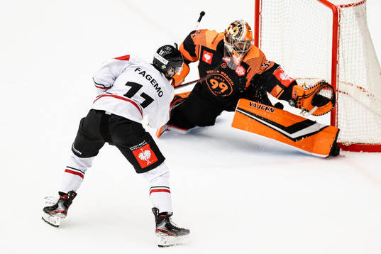 Goalkeeper Thomas Höneckl of Graz99ers saves a shot from