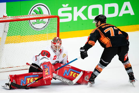 goalkeeper Johan Mattsson of Frölunda saves a penalty in
