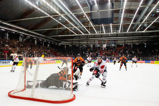 Goalkeeper Thomas Höneckl of Graz99ers saves a shot from