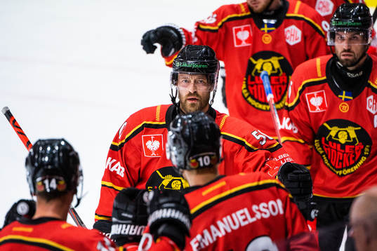 Daniel Sondell of Luleå celebrates with teammates