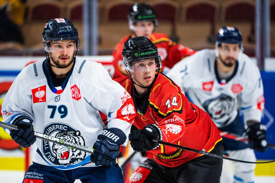 Libor Hudacek of Liberec and Jonas Berglund of Luleå