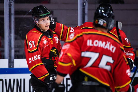 Filip Hållander of Luleå celebrates