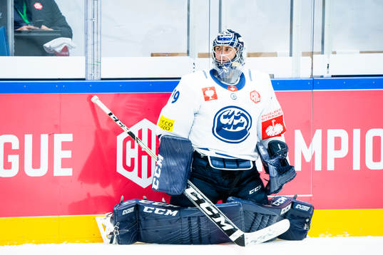 Goalkeeper Daniel Manzato of Ambri-Piotta aread of the CHL