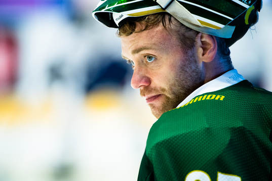 Goalkeeper Markus Svensson of Färjestad ahead the CHL game
