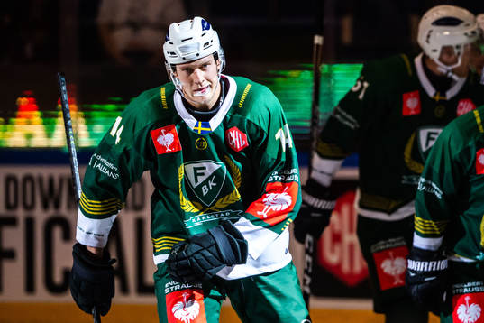 Victor Ejdsell of Färjestad celebrates