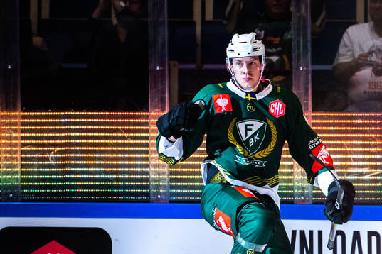 Victor Ejdsell of Färjestad celebrates