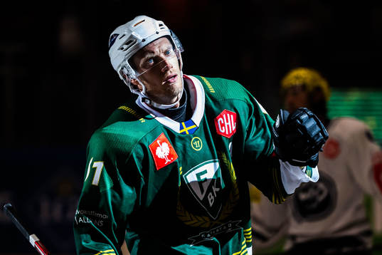 Johan Ryno of Färjestad celebrates