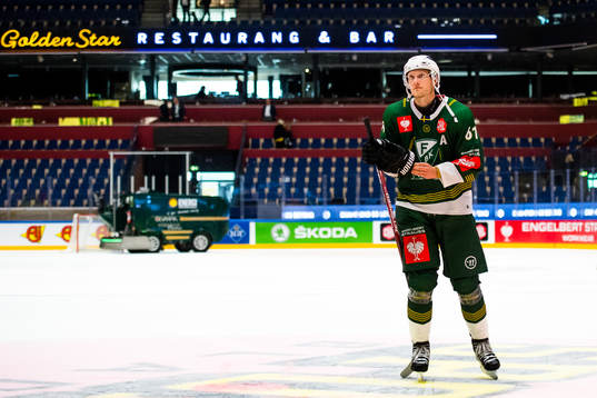 Johan Ryno of Färjestad celebrates