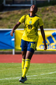 Evelyn Ijeh of Sweden looks dejected