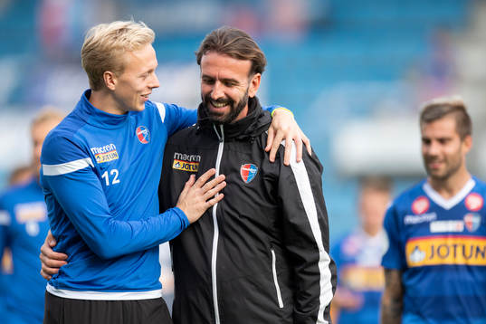 goalkeeper Walter Viitala of Sandefjord celebrate