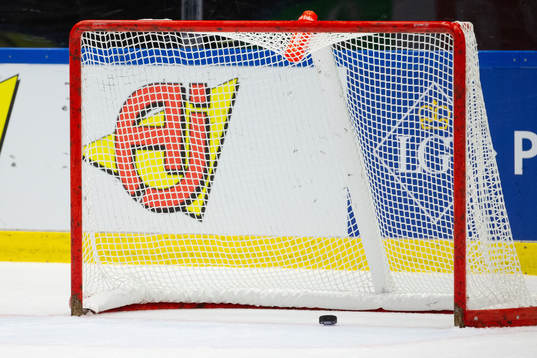 Joel Champagne of Grenoble scores 2-0 in empty net