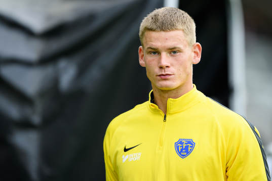Falkenbergs målvakt Johan Brattberg före fotbollsmatchen