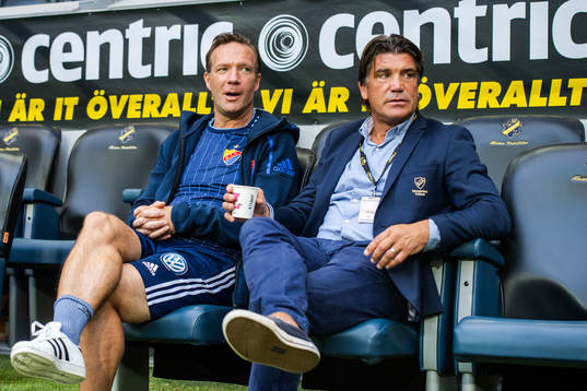 Djurgårdens tränare Kim Bergstrand och sportchef Bosse