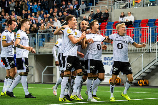 Vegar Eggen Hedenstad of Rosenborg celebrate with teammates