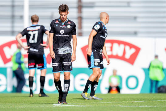 Adrian Berntsen of Sandnes Ulf looks dejected