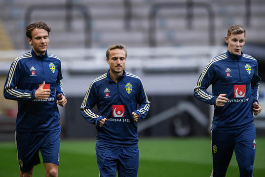 Albin Ekdal, Pierre Bengtsson and Emil Krafth of the