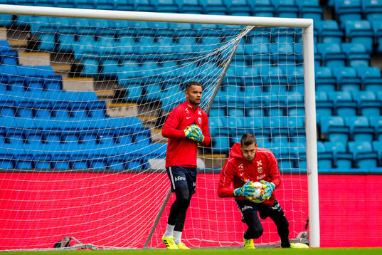 Goalkeeper Sten Grytebust and goalkeeper Rune Almenning