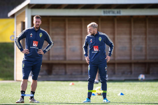 Pontus Jansson and Emil Forsberg of the Swedish national